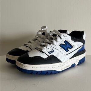 New Balance 550 Sneakers - White, Black, and Blue